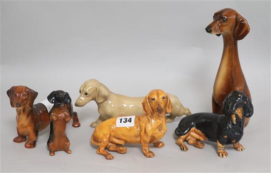 A collection of Beswick dachshunds